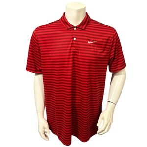 Nike Men’s Golf Polo Shirt Striped Red Short Sleeve XL